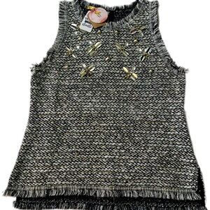 Sleeve Less Black White Shirt